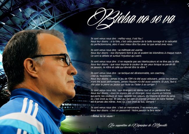 La lettre des supporters à Marcelo Bielsa !