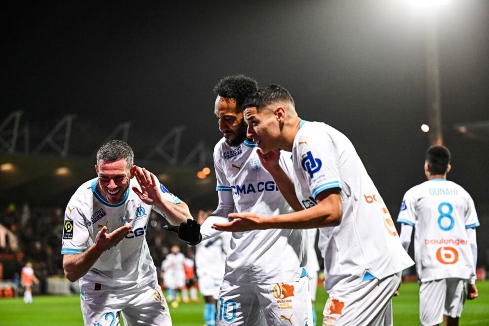 Jordan Veretout, Pierre-Emerick Aubameyang, Amine Harit, Lorient-OM