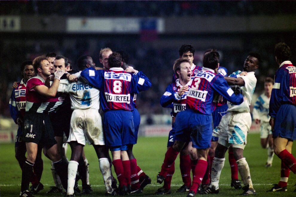 PSG-OM 1994, Fabien Barthez, Jocelyn Angloma, Francis Llacer, Basile Boli et Patrick Colleter