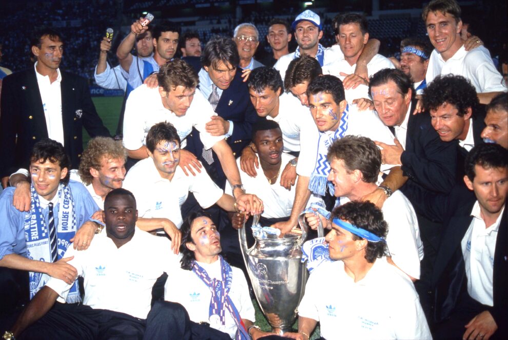 Joie Jean Philippe Durand / Didier Deschamps / Marcel Desailly / Rudi Voller / Jean Christophe Thomas / Eric Di Meco / Bernarnd Tapie / Franck Sauzee / Bernard Casoni / Alen Boksic / groupe Marseille