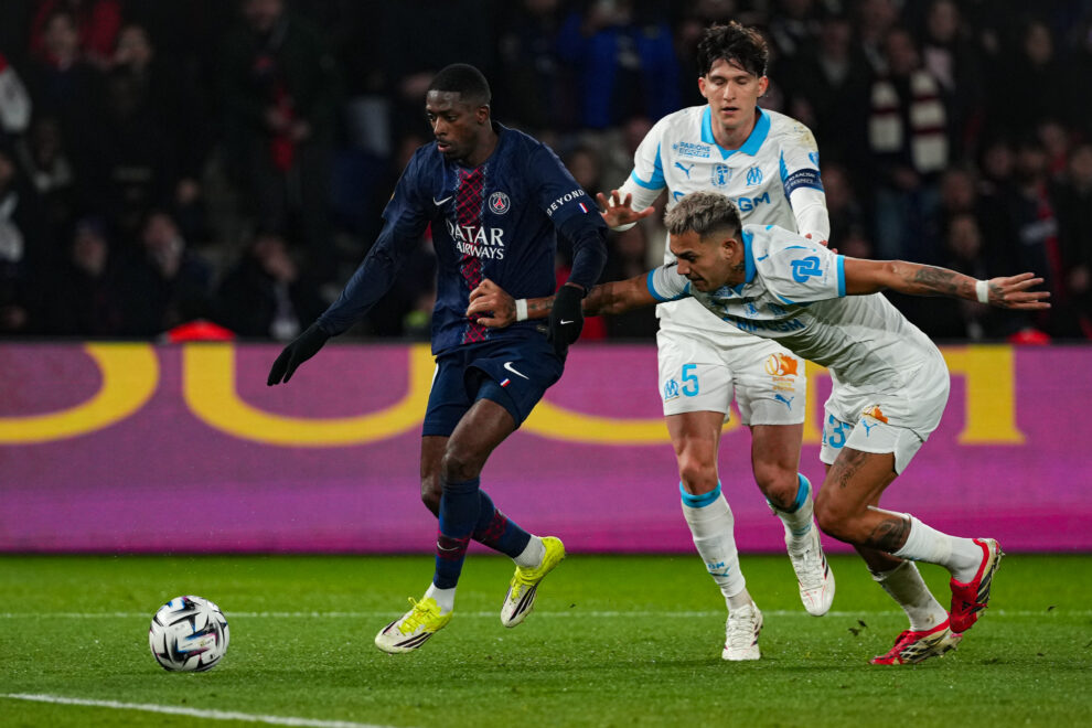 Ousmane Dembélé face à Leonardo Balerdi et Facundo Medina